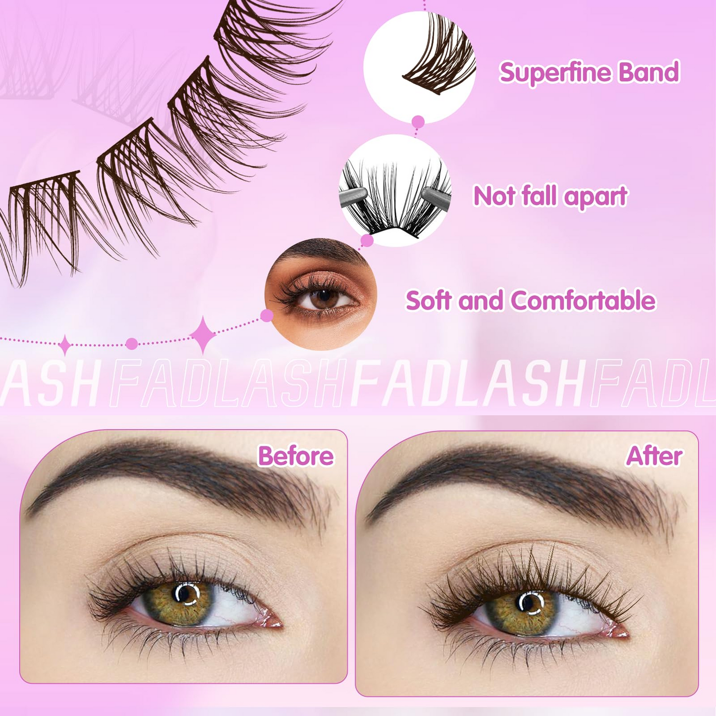 (🇺🇸 US Stock) Brown DIY Lash Clusters | Natural D Curl 8-16mm Tray