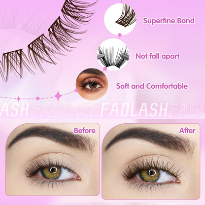 (🇺🇸 US Stock) Brown DIY Lash Clusters | Natural D Curl 8-16mm Tray