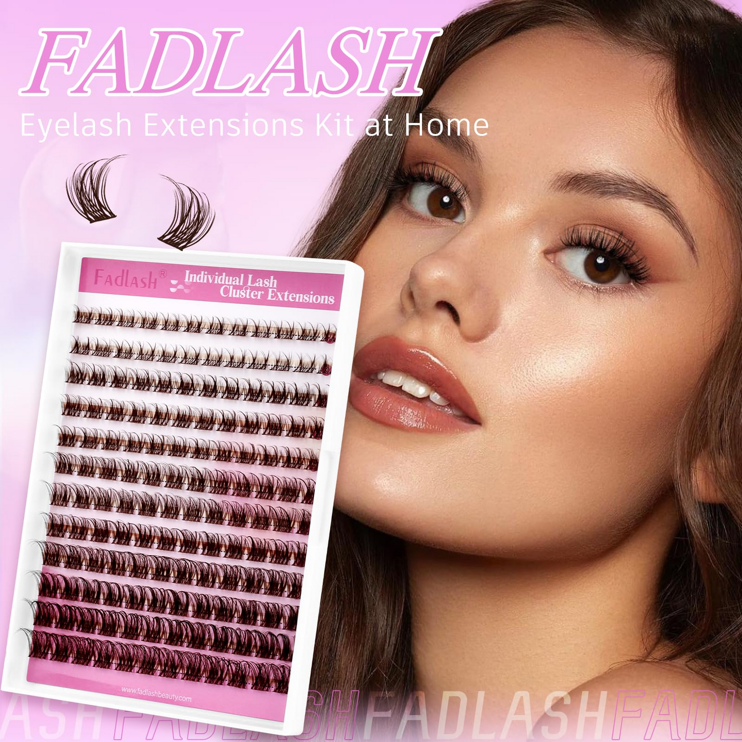 (🇺🇸 US Stock) Brown DIY Lash Clusters | Natural D Curl 8-16mm Tray