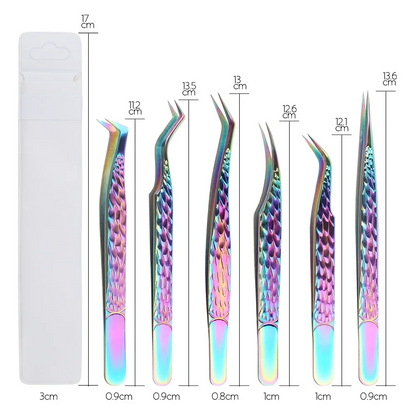 Fadlash lash extension tweezers set in clear storage tube for professional lash artists