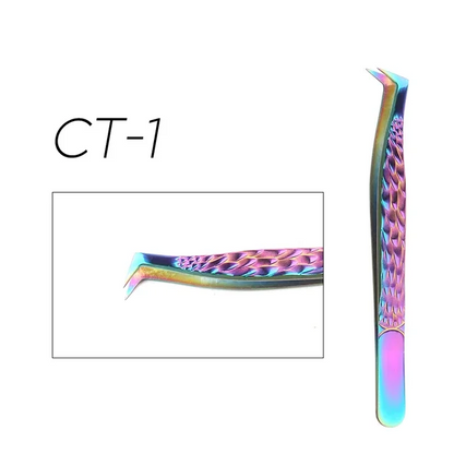 CT-1 90 degree boot lash extension tweezers for volume fanning
