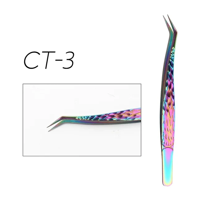 CT-3 45 degree curved lash extension tweezers for fan pickup