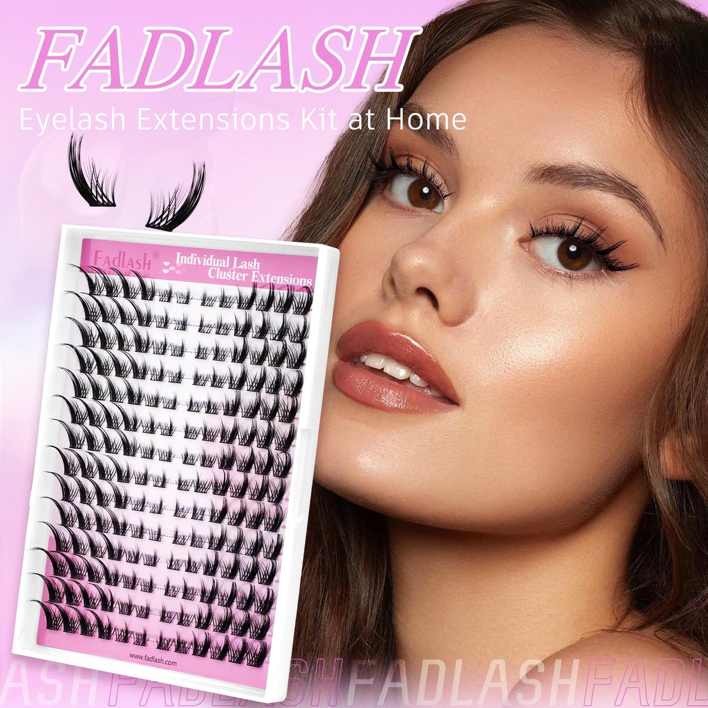 Images of models with delicate, clustered eyelashes