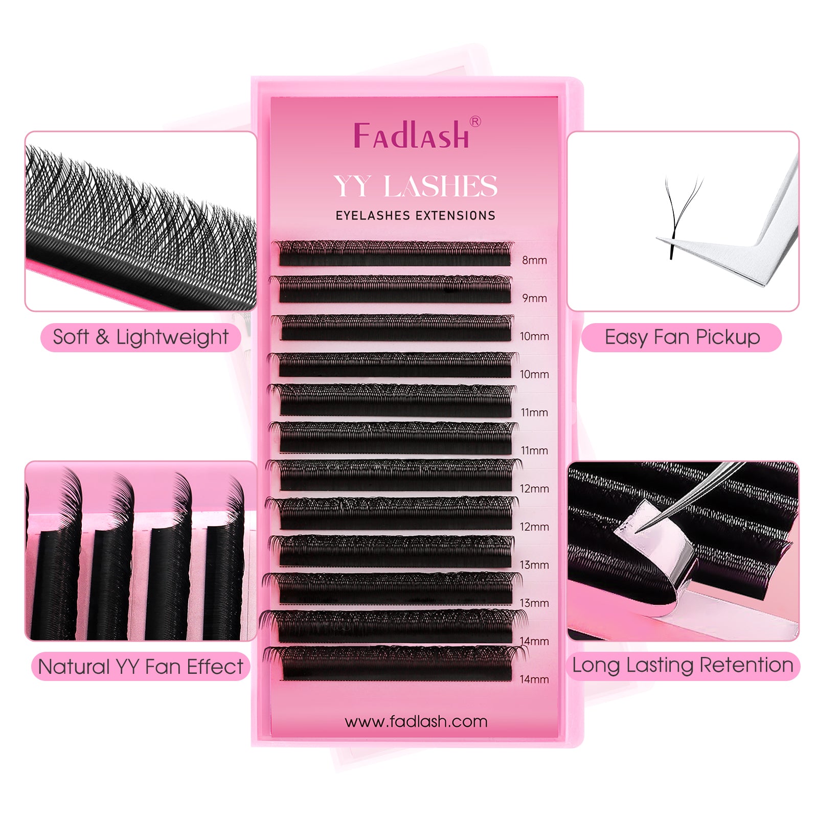 YY eyelash extensions mixed length multi-tray set