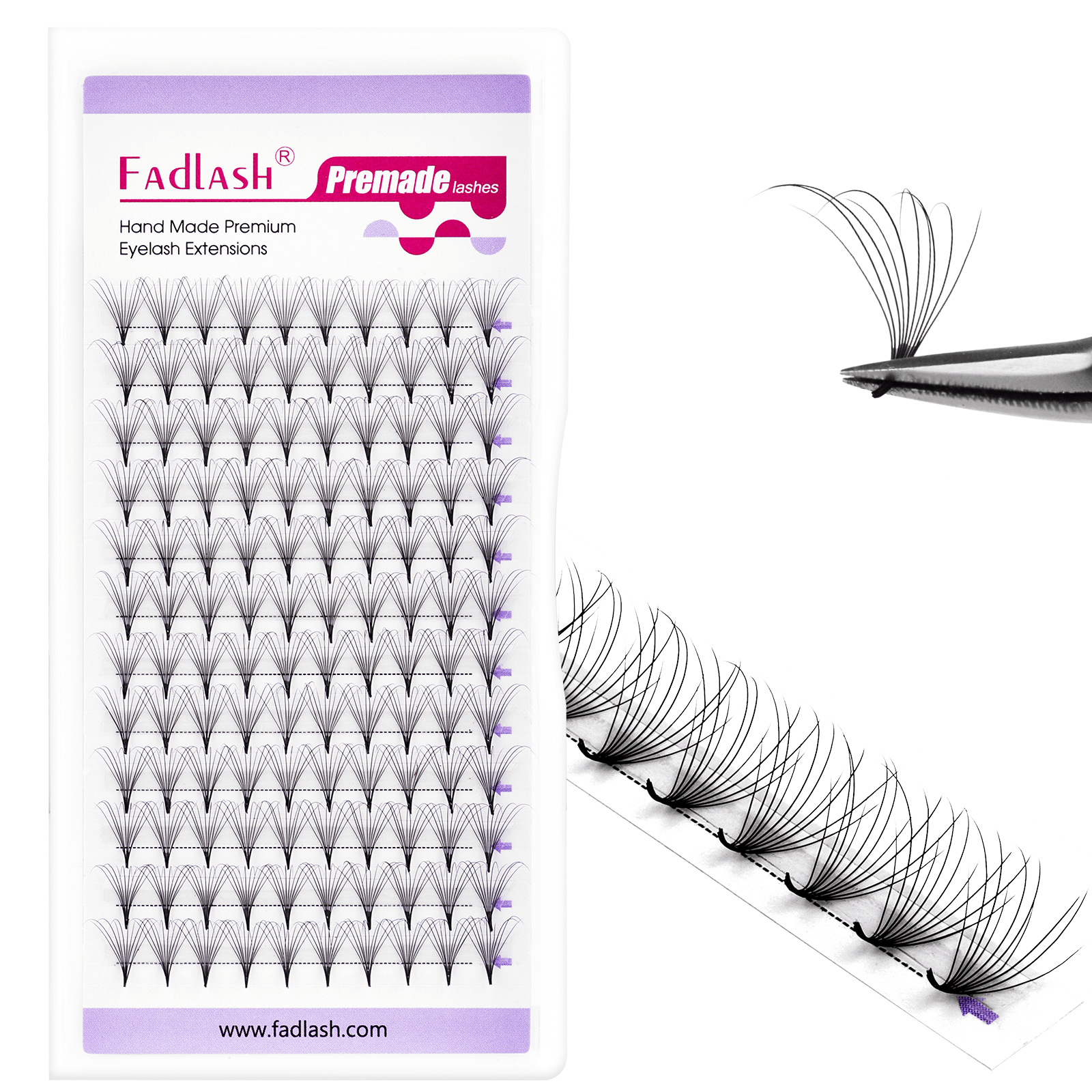 Fadlash Camellia Premade Volume Fans Mixed Length 10-12-14mm D Curl 0.07mm lash tray