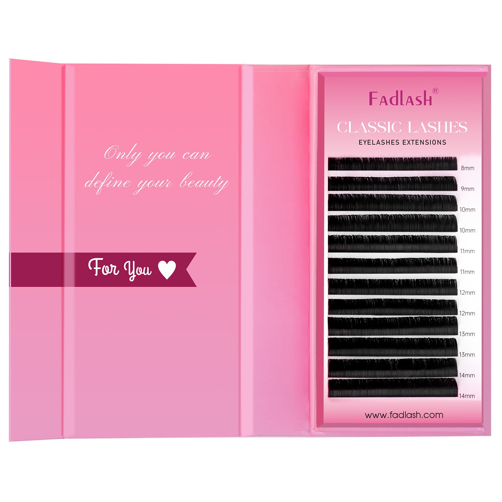 Fadlash 0.2mm C D Curl Classic Row Lash Extensions Mixed Length Tray