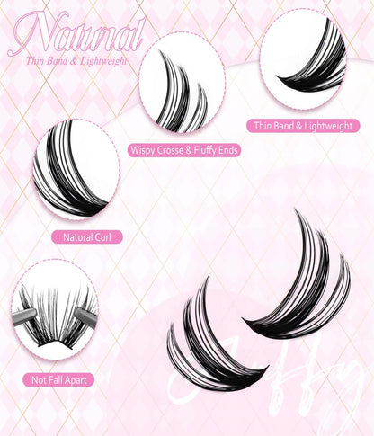 Wispy Crosse & Fluffy Cluster Lashes