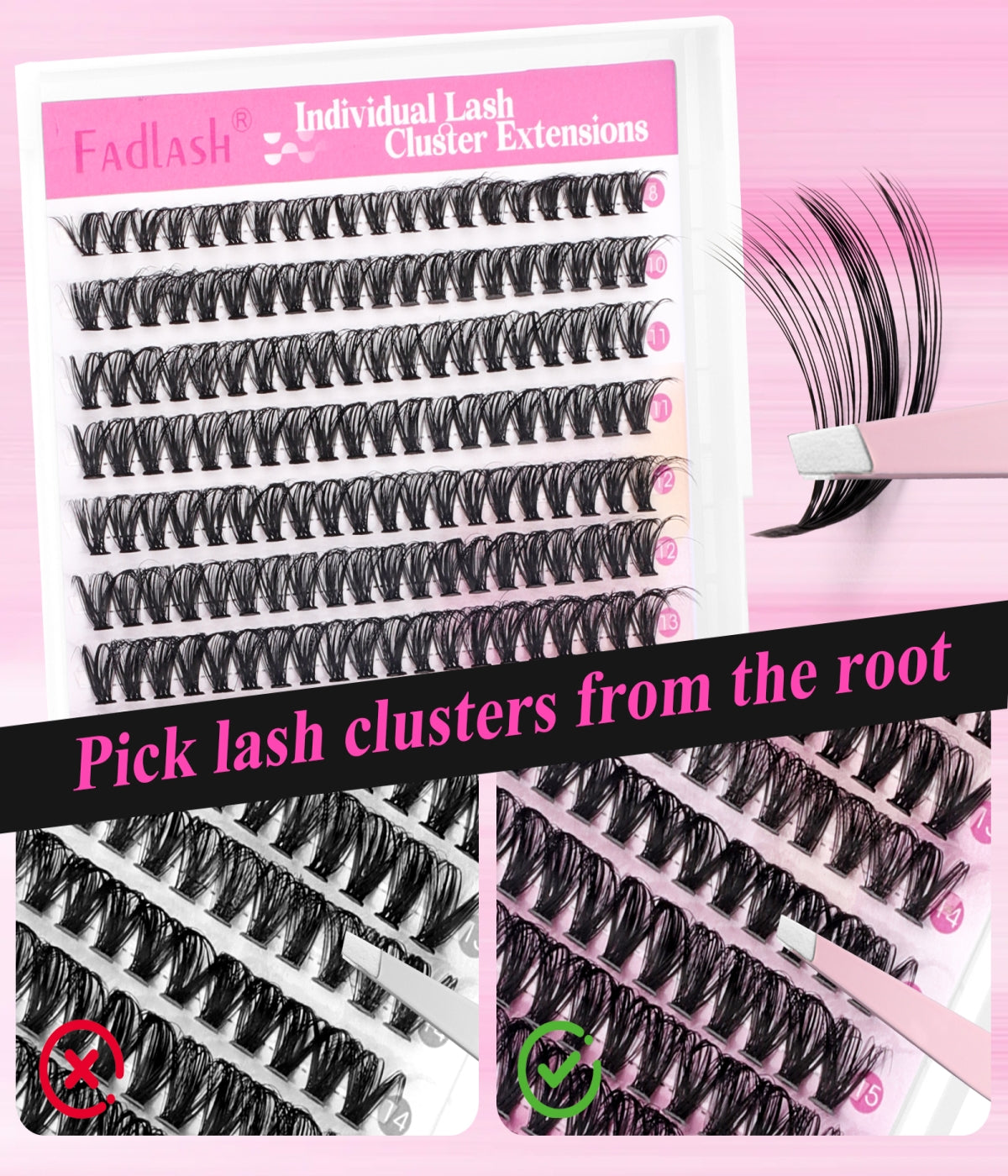 Wholesale DIY Lash Cluster Kit 40D 8-16mm
