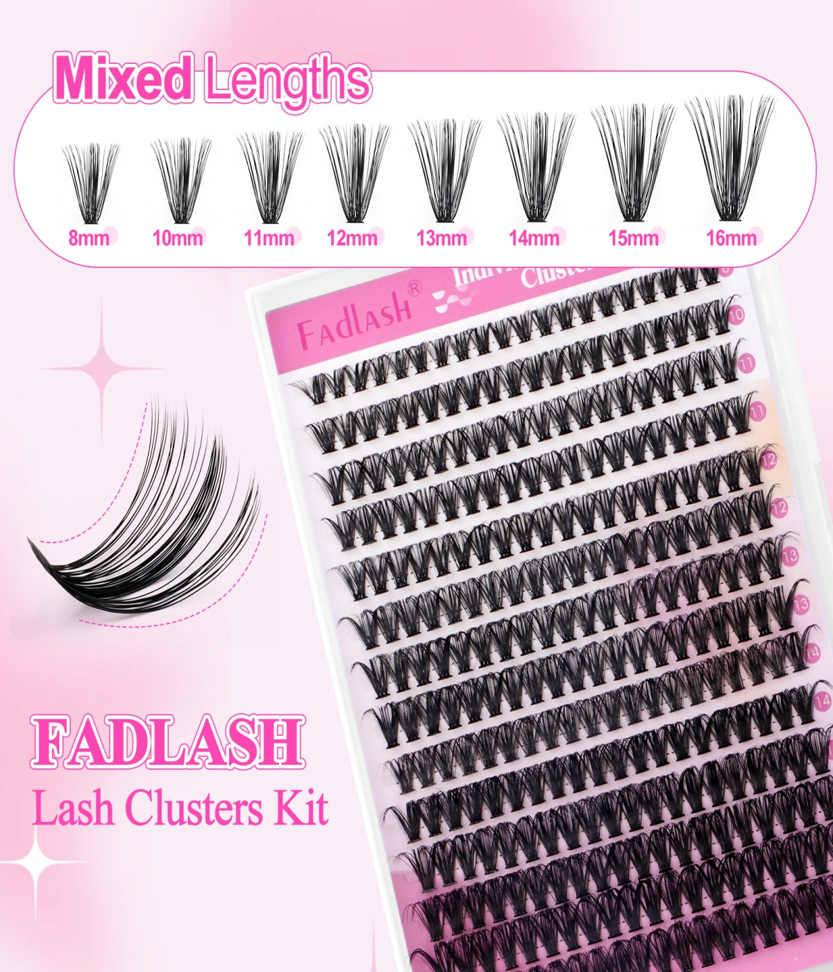 Fluffy and Wispy Lash Clusters kit 40D D Curl Kit 8-16MM