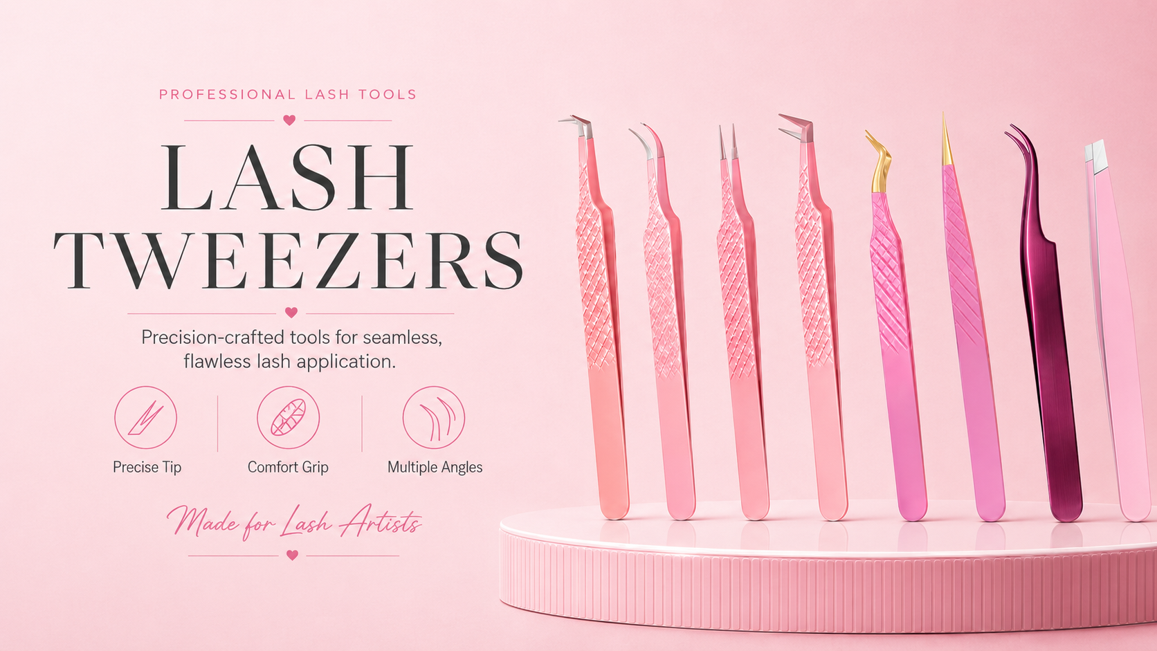 Wholesale eyelash extension tweezers for professional lash artists
