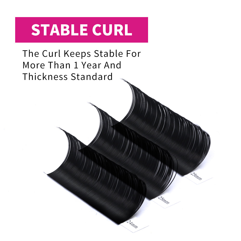 Fadlash individual lashes featuring stable curl technology that keeps shape for over one year.