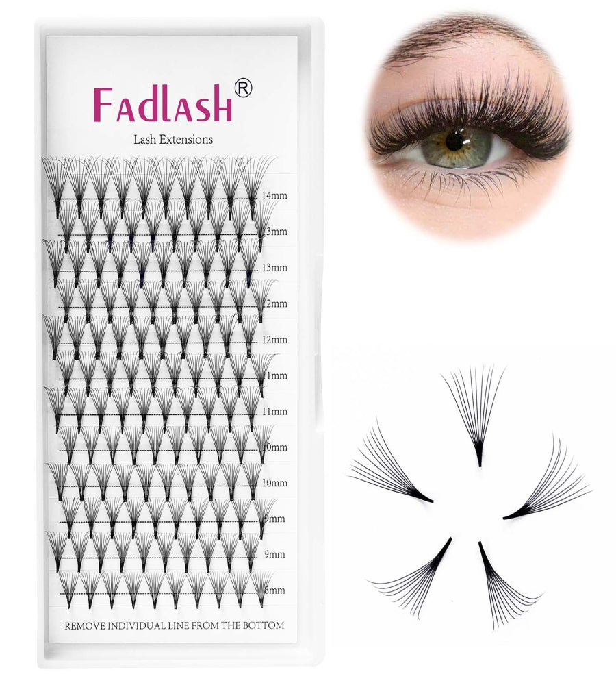 Knot-free 10D cluster lashes with flat base for comfortable wear