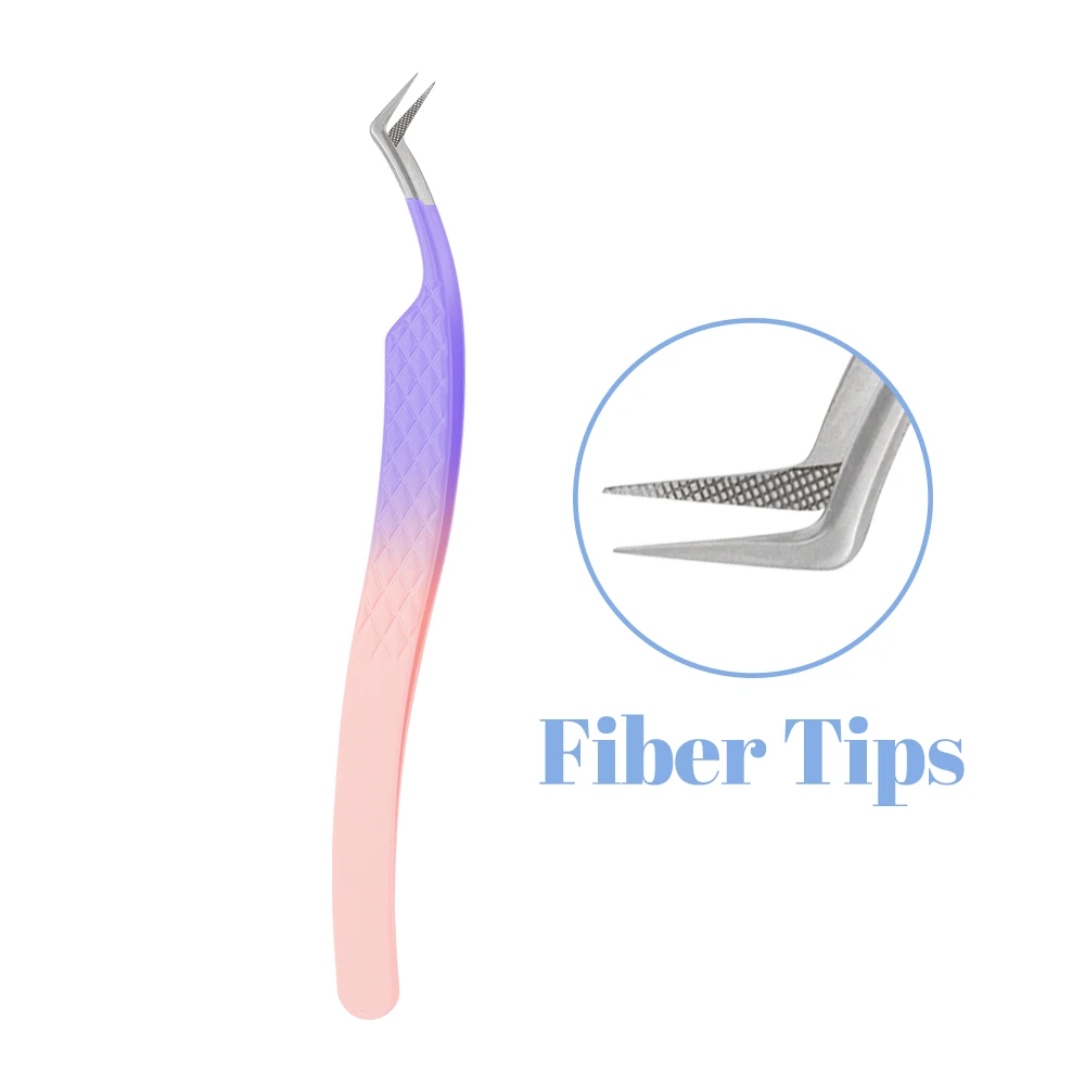 Purple Fiber Tip Lash Tweezers Set (5 Pcs) for Volume Lashes - Fadlash