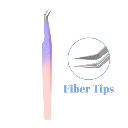 Purple Fiber Tip Lash Tweezers Set (5 Pcs) for Volume Lashes - Fadlash