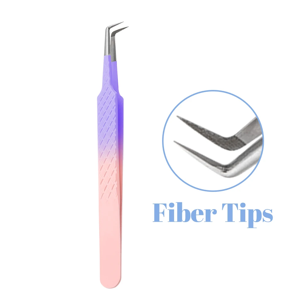 Purple Fiber Tip Lash Tweezers Set (5 Pcs) for Volume Lashes - Fadlash