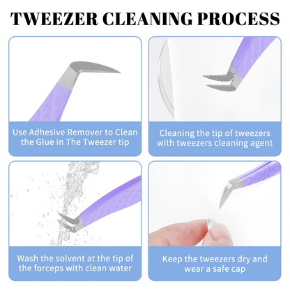 Purple Fiber Tip Lash Tweezers Set (5 Pcs) for Volume Lashes - Fadlash