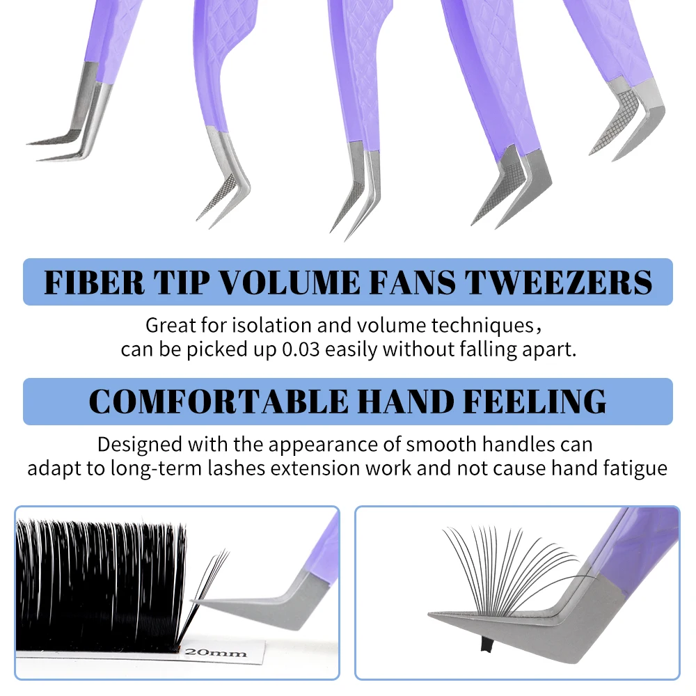 pointed fiber tip lash extension tweezers for precise pickup