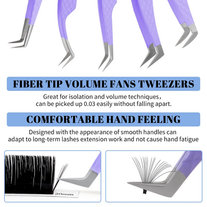 pointed fiber tip lash extension tweezers for precise pickup