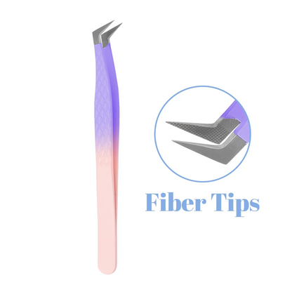 Purple Fiber Tip Lash Tweezers Set (5 Pcs) for Volume Lashes - Fadlash