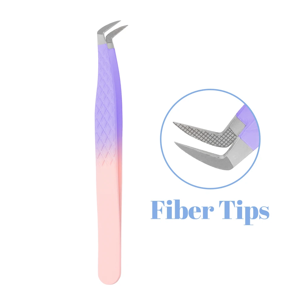 Purple Fiber Tip Lash Tweezers Set (5 Pcs) for Volume Lashes - Fadlash
