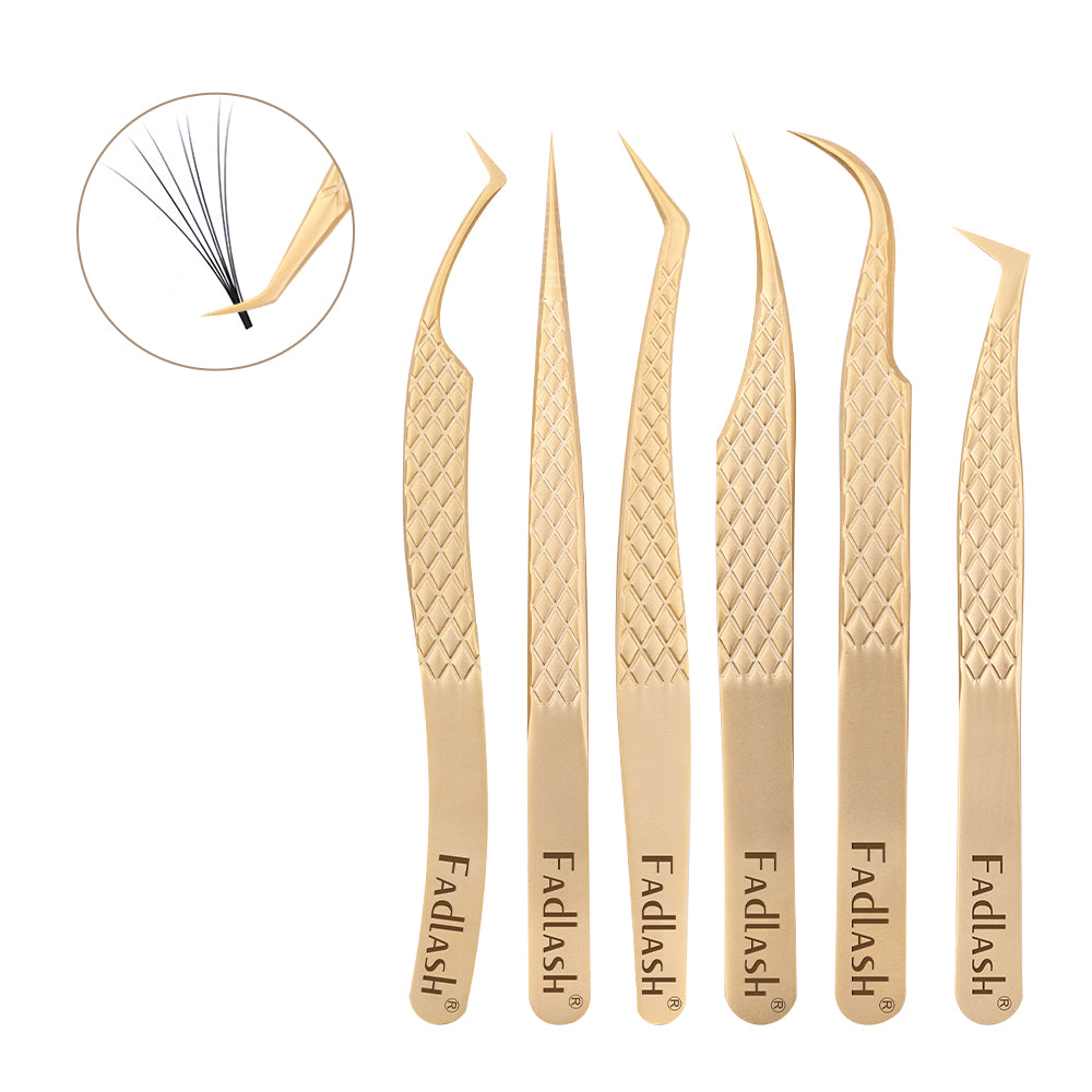 Gold Fiber Series/ Classic, Volume and Isolation Tweezers - Fadlash