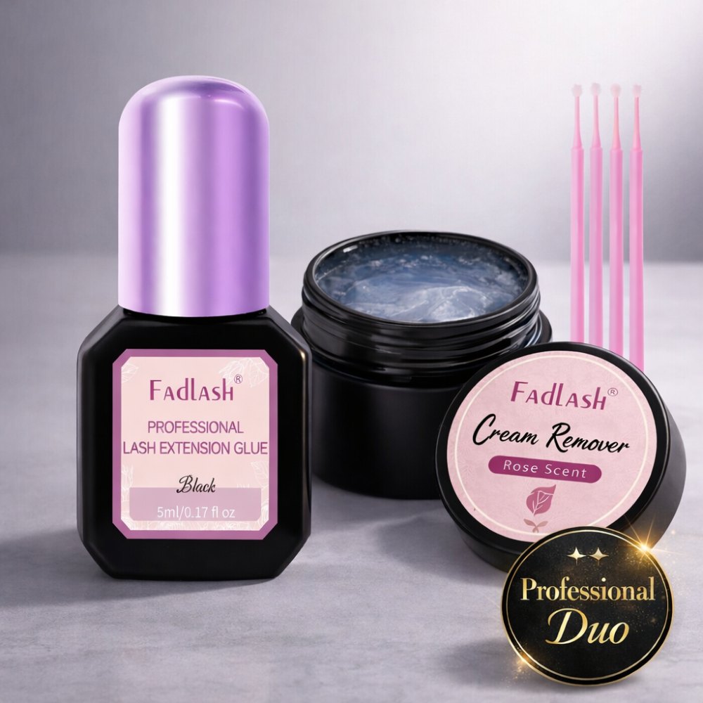 Professional lash extension glue and cream remover set - Long hold and sensitive formula