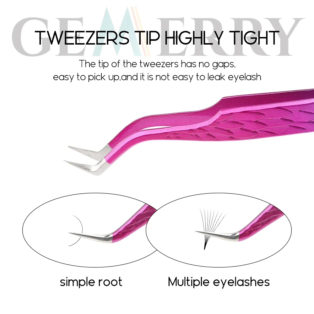 Pink Ombre Eyelash Extension Tweezers Set – 6 Shapes