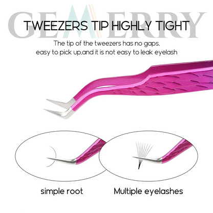Pink Ombre Eyelash Extension Tweezers Set – 6 Shapes