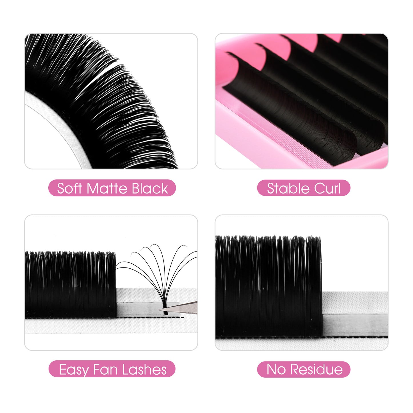 Open Packaging of Fadlash Easy Fan Lashes showing 12 Rows of Premium Extensions.
