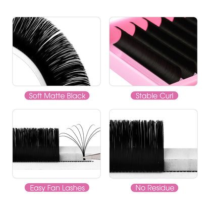Open Packaging of Fadlash Easy Fan Lashes showing 12 Rows of Premium Extensions.