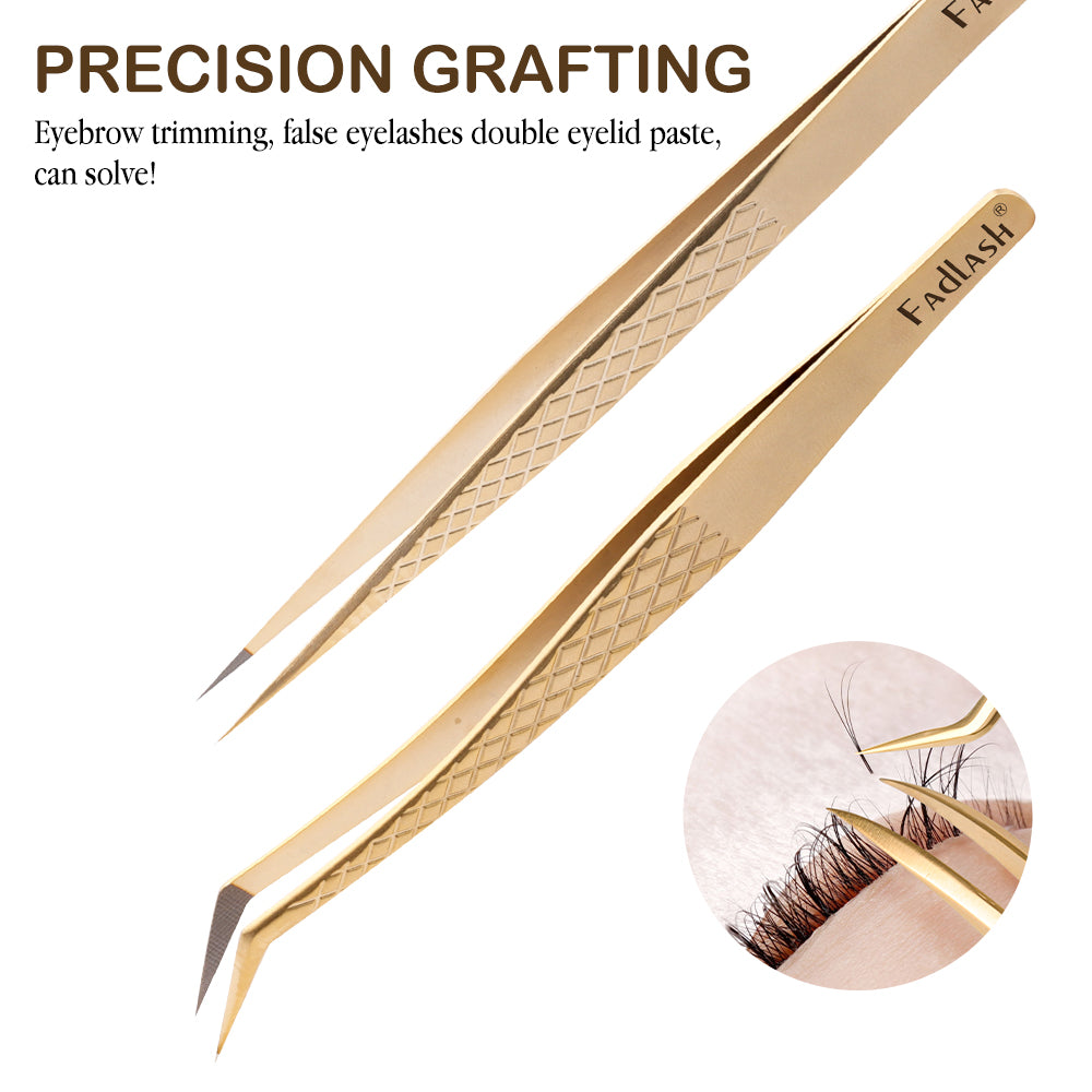 Gold Fiber Series/ Classic, Volume and Isolation Tweezers - Fadlash
