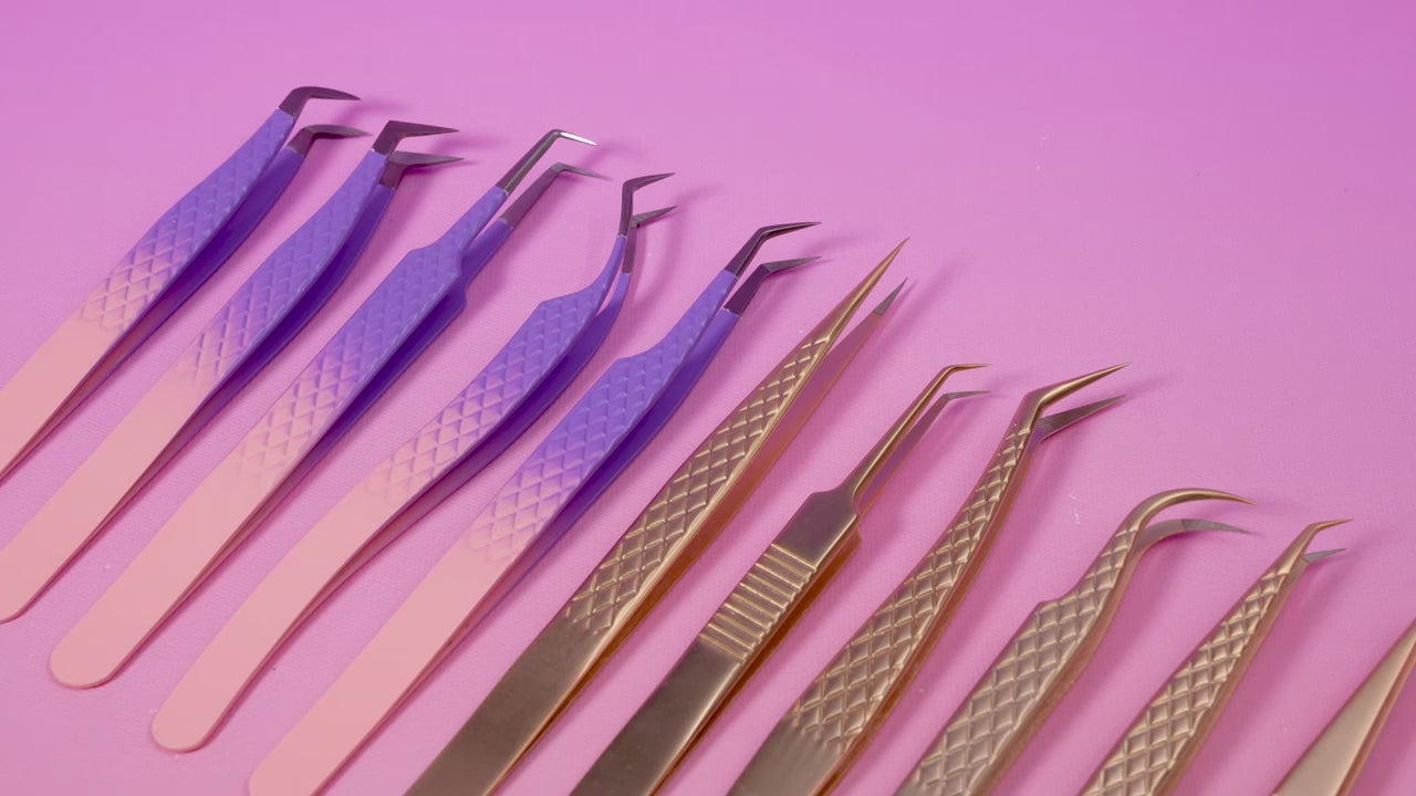 purple ombre fiber tip lash tweezers video