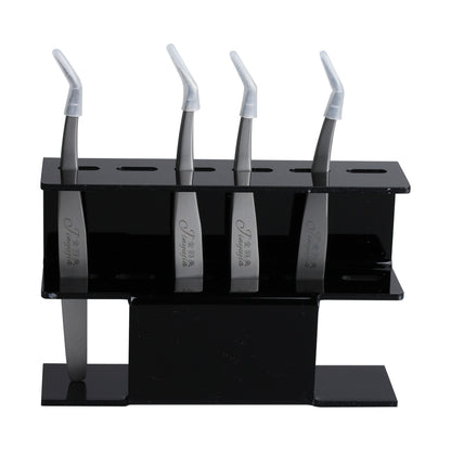 Black acrylic lash tweezers holder with 6 slots holding eyelash extension tweezers tip-up