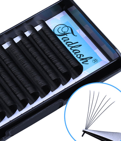 Close-up macro view of dense and premium matte black eyelash extension strips