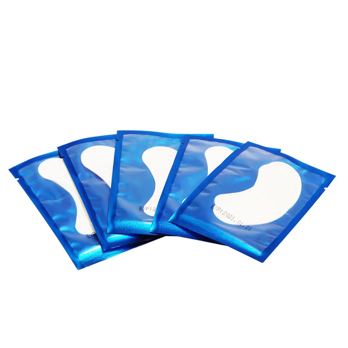 Curved non-slip eye pads fitted under the eye for lash treatment