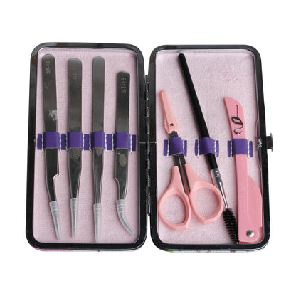 Inside view of lash tool case with tweezer compartments