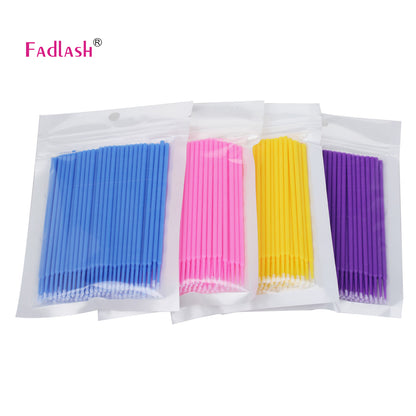 Microfiber brush with bendable tip applying product along the lash line